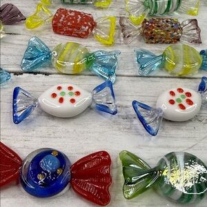 26 Vintage MCM Colorful Hand Blown Murano Style Art Glass Wrapped Candy Pieces